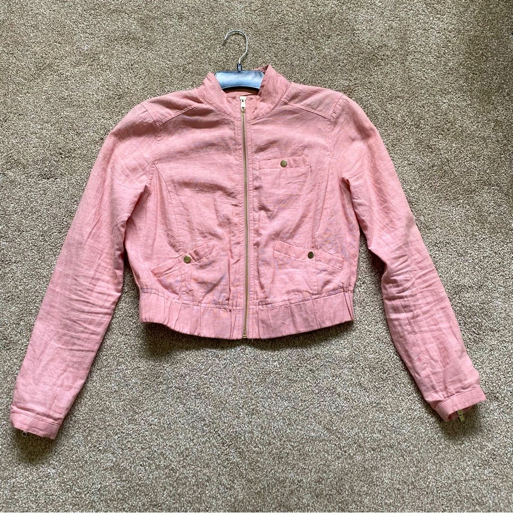 GBG linen blend lightweight pink jacket. XS